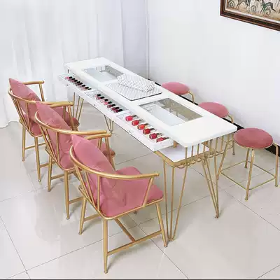 Japanese-style light luxury single nail table simple double double bunk Net red nail table marble nail table and chair set