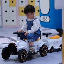Childrens small train electric two-seat electric car four-wheeled toy male and female baby colorful spray battery car