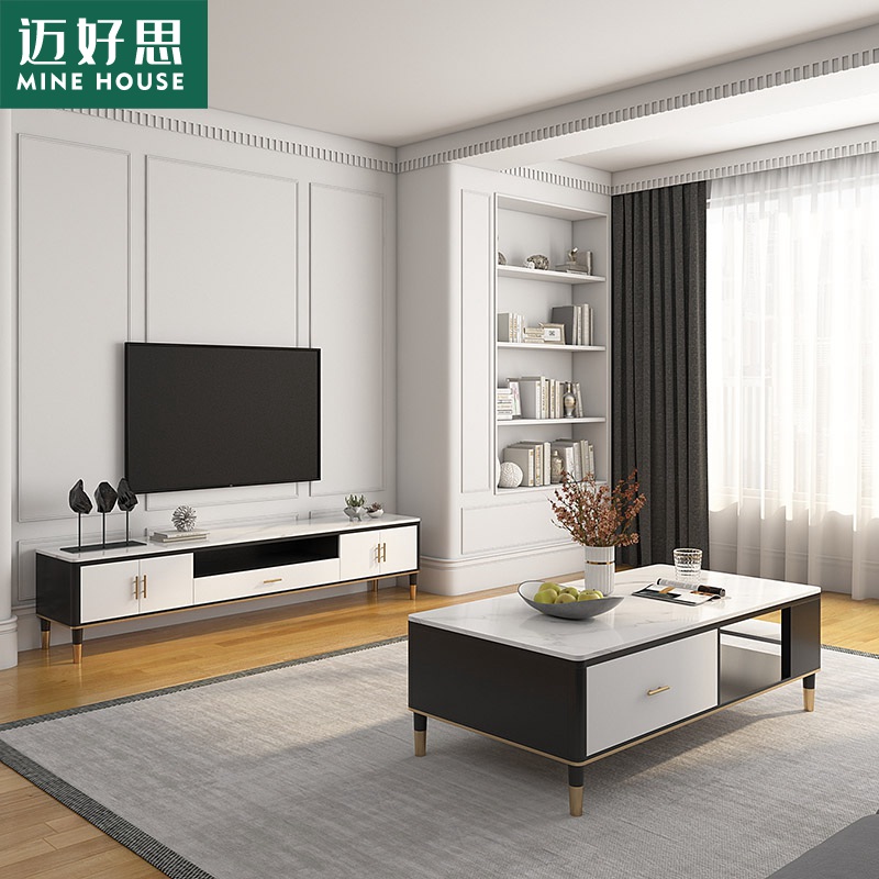 MINEHOUSE) light extravagant tea table TV cabinet portfolio modern minimalist rock plate TV cabinet table living-room ground cabinet