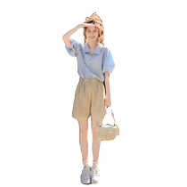 2024 summer clothing complete set with a complete set of Internet celebrity fried street salt series light mature dopamine shirt and shorts two-piece suit