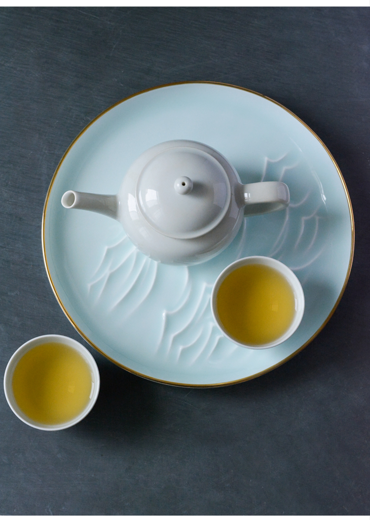 Bright product the original design shadow celadon ceramic pot of tea tray bearing dry home compote large paint jingdezhen plate