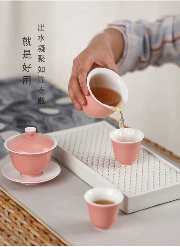 Bright products fair keller large capacity of tea ware jingdezhen ceramic pink getting points kung fu tea set, cup and cup and cup