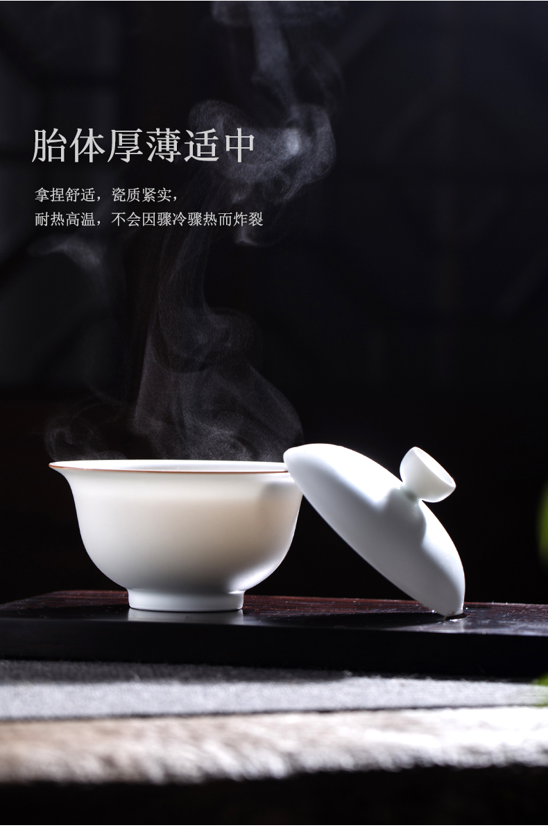 Only two tureen single no hot jingdezhen ceramic cups tea pure manual, no large white porcelain tea bowl