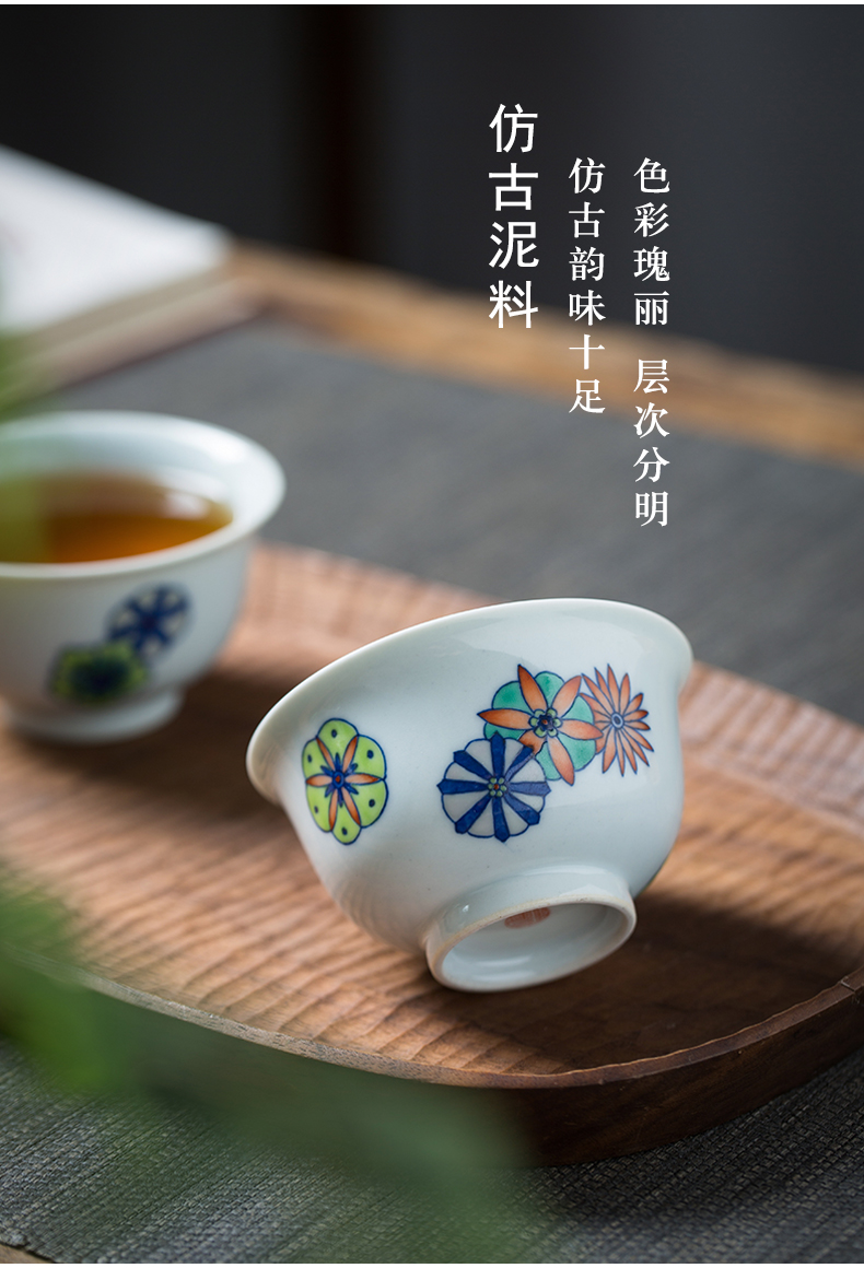 Blue and white color bucket master cup one large single CPU jingdezhen archaize Ming chenghua ball ornaments flower cup by hand