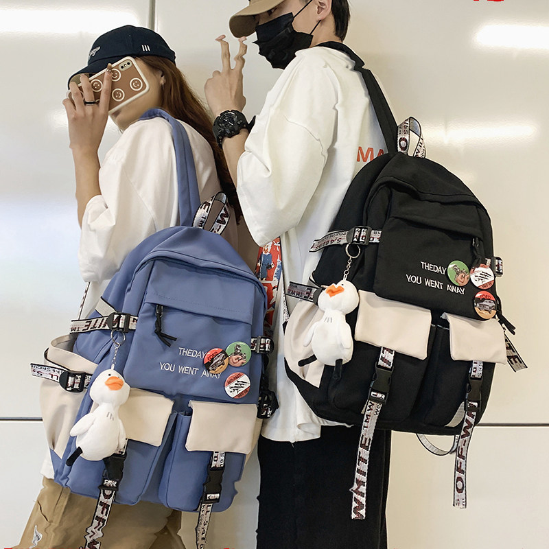 School Bag Men Han Edition High School Original Juku Ulzzang University Students Large Capacity Instide Pair Shoulder Bag Junior High School Women's Shoulder Bag Cute