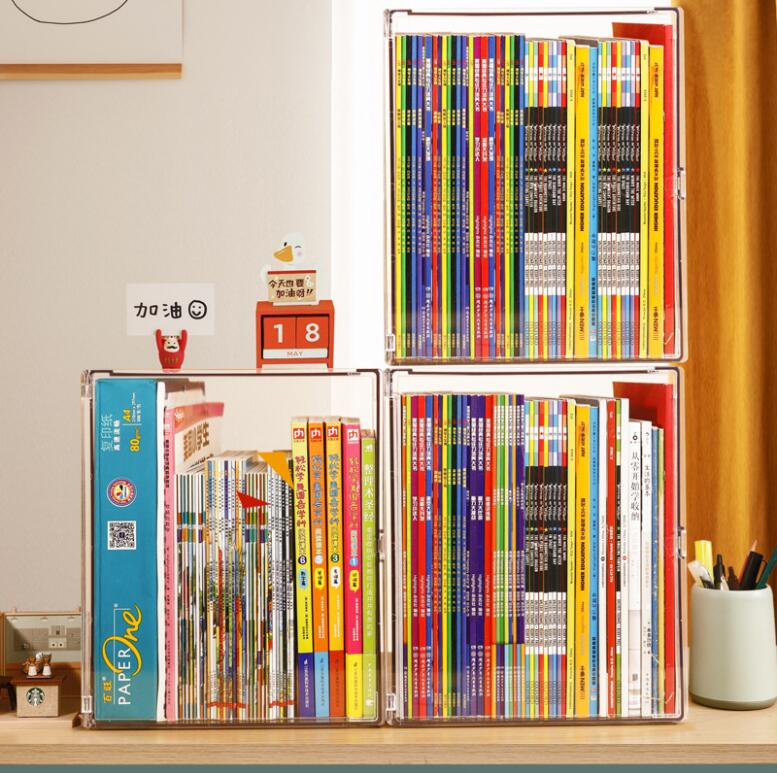 Dust-proof household multi-function storage box transparent storage box student loaded book storage box finishing box book box artifact