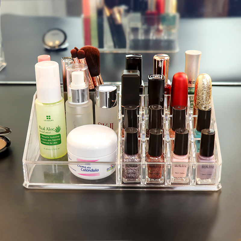 Desktop Cosmetics Storage Box Transparent Dormitory Shelve Makeup Desk Lipstick Red Skin Care Products Makeup Brush Finishing Racks