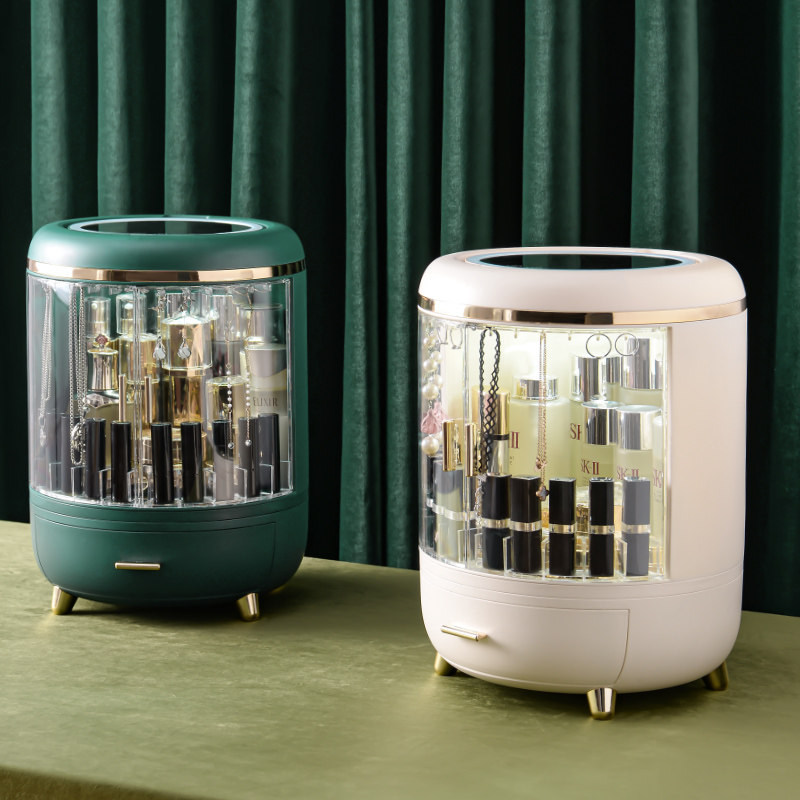 Online Red Upscale Home Desktop Skincare Color Makeup containing box Dust-proof Large-capacity Cosmetic Desk shelf