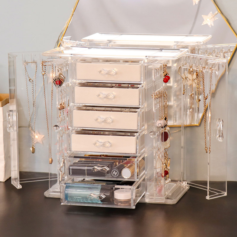 Large number one Accessories Box Earrings Necklace Ornament Containing box Desktop transparent anti-dust finishing box Ornament Box Large Capacity