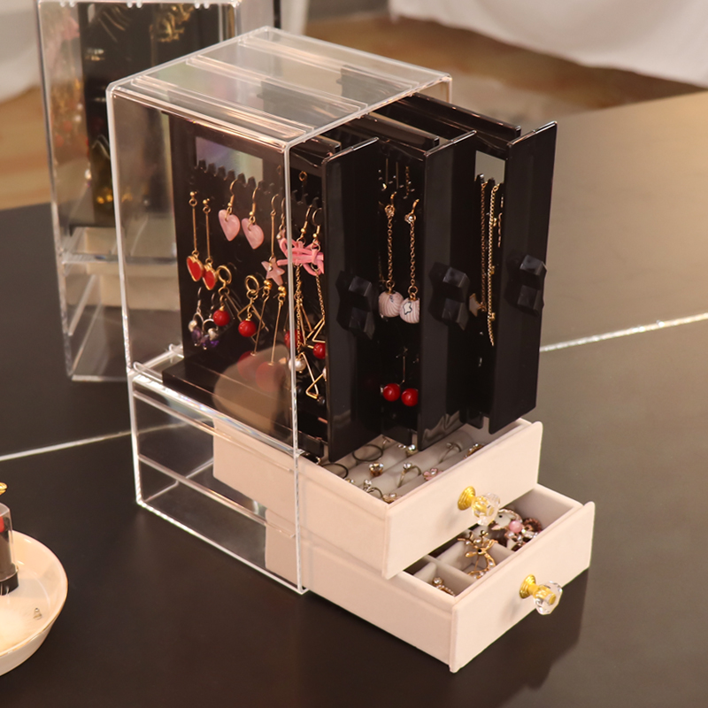 Earrings Storage Box Large Capacity Earshot Ear Clip Ear Clip Show Necklace First Accessories Box Dust-Proof Transparent Ring Ornament Box