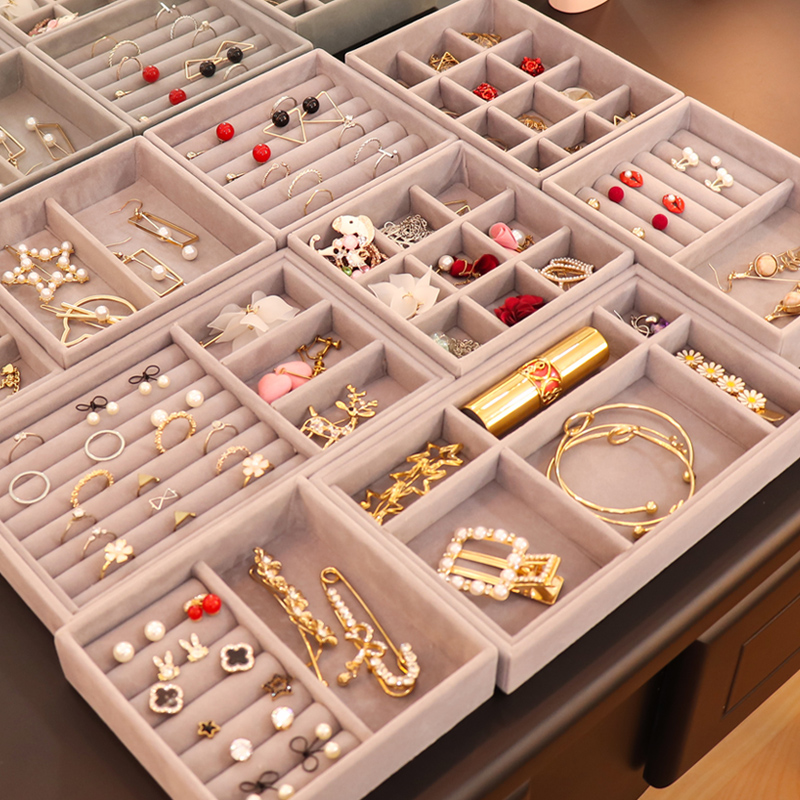 Flannel Jewelry Box Earrings Small Jewelry Box Simple Tray Ring Earrings Hand Display Plate Jewelry Holder Storage Box