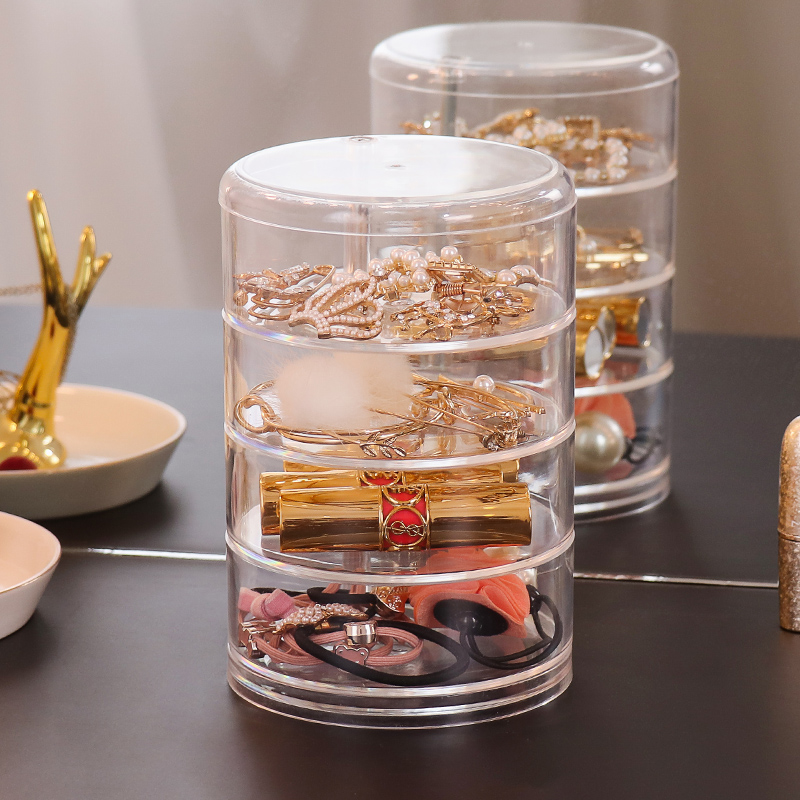 Rotating Transparent First Accessories Box Earrings Ring Hand Alchemy Hair Clip Headwear Hair Ring Travel Portable Ornament Box Finishing Box