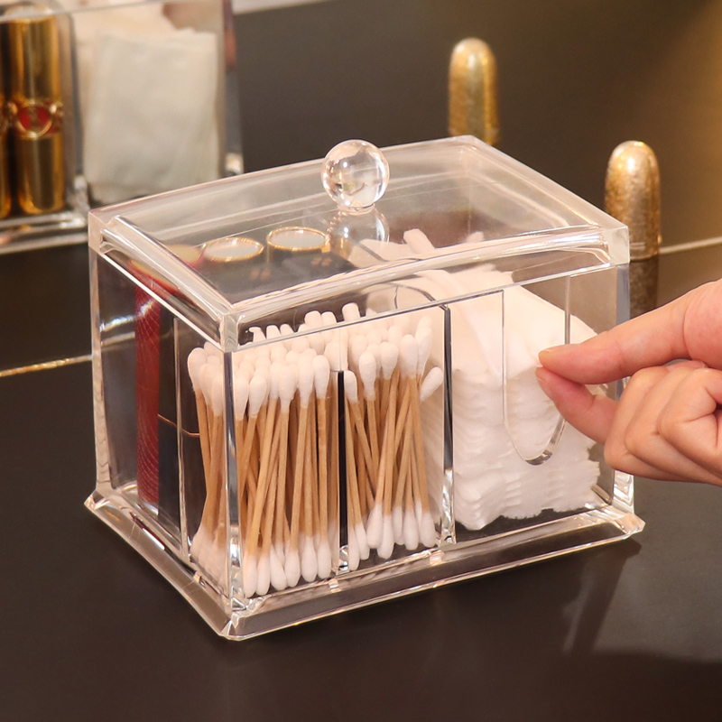 Cotton collection box Rod cotton rod bar box dust-proof collection transparent cotton tabletop finishing shelves