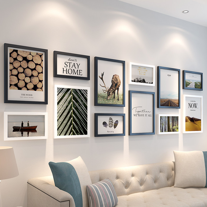 NORDIC PHOTO WALL DECORATION LIVING ROOM PHOTO FRAME WALL FREE OF PUNCH SOLID WOOD FRAME CREATIVE PERSONALITY PHOTO WALL COMPOSITION HANGING WALL