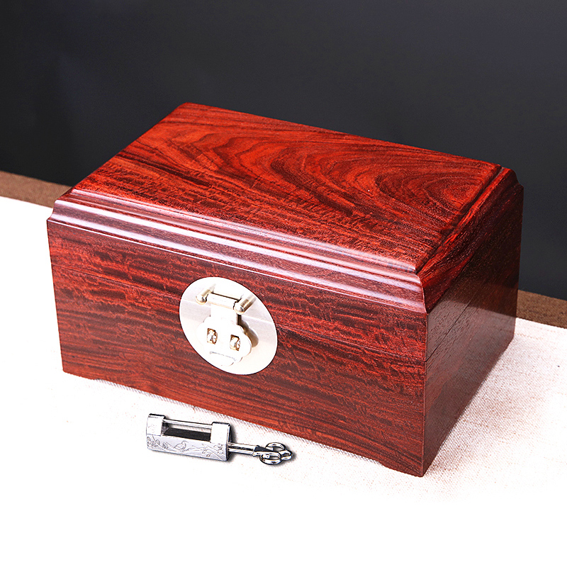 Zambian rosewood jewelry box Blood sandalwood solid wood jewelry storage box jewelry box mortise and tenon sink copper belt lock