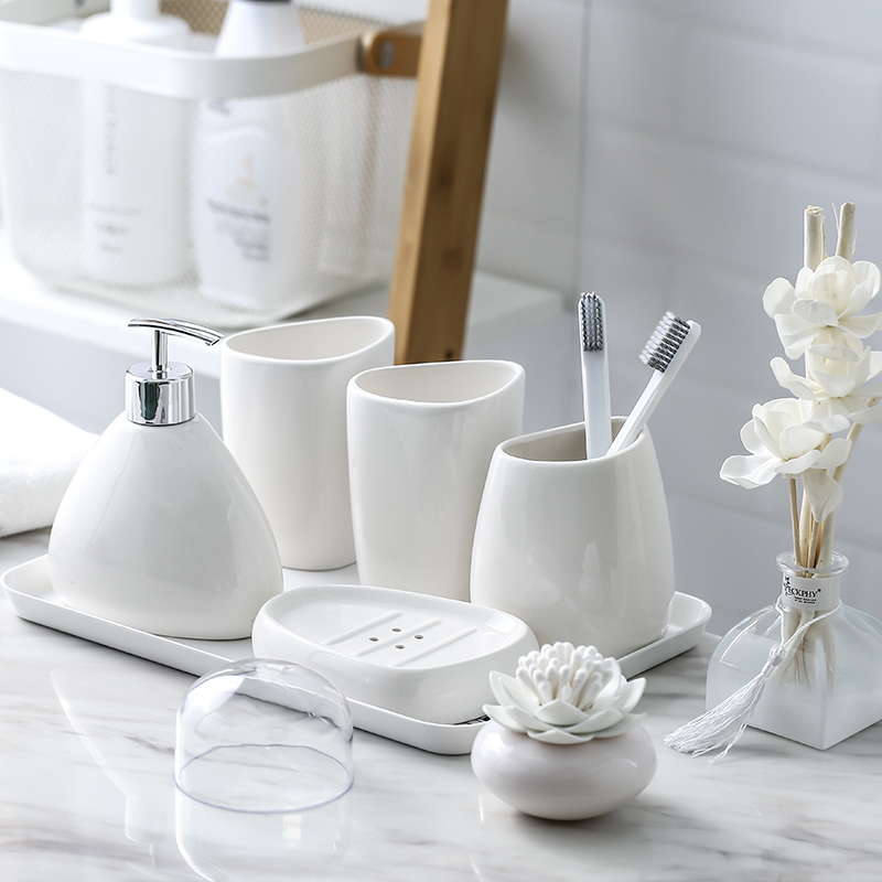 Bathroom five-piece set European simple ceramic wash four pieces bathroom amenities set wedding wash cup set