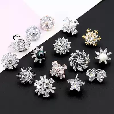 Wild mian feng anti-emptied hidden button female dress shirts shirt decorative buttons brooch collar-button ding kou snap