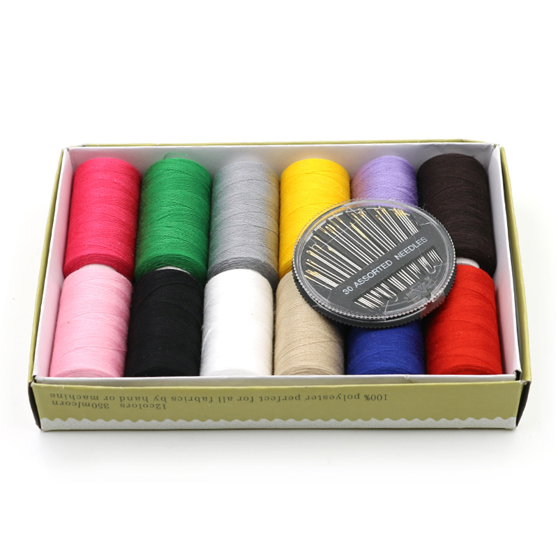 Color household hand sewing thread Sewing machine thread Sewing needle thread Small roll set hand sewing white thread Black cotton thread large roll