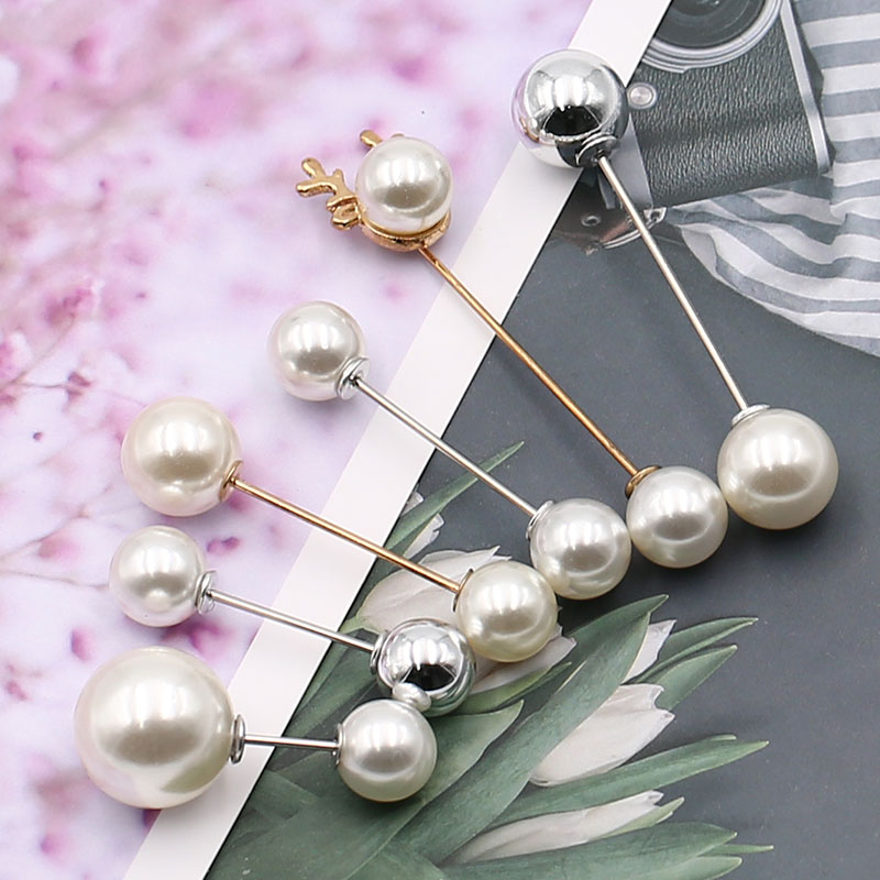 Korean Version Pearl Buttons 100 Hitchhiking Women Shirts Cardioparque Anti-Walking Light Decorations Costume Jacket Brooch Chest Pin Button Stop Pin Button