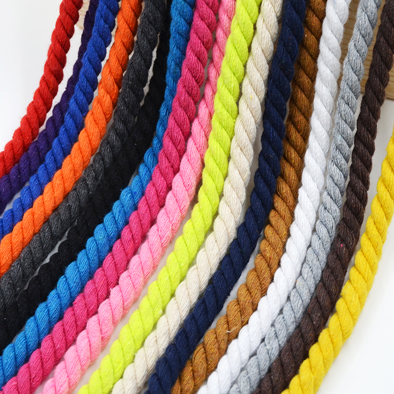 8mm color cotton rope tied rope three-strand hand-woven decorative rope white cotton thread thick rope diy beam rope