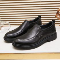 High-end Qipi Yier trendy brand Langkang thick-soled mens set-foot business leather shoes 2024 summer new style genuine leather low heels