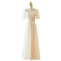 Champagne Style Bridesmaid Service Woman 2024 New Summer Small Crowns Superior Sense Sister Group Gown Dress You Can Wear