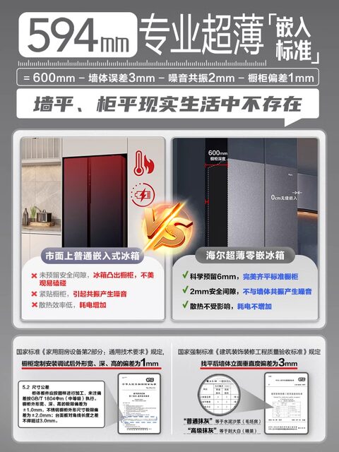 Haier BCD-481WGHFDB9S9U1 ultra-thin zero-embedded French first-class energy-efficiency air-cooled refrigerator