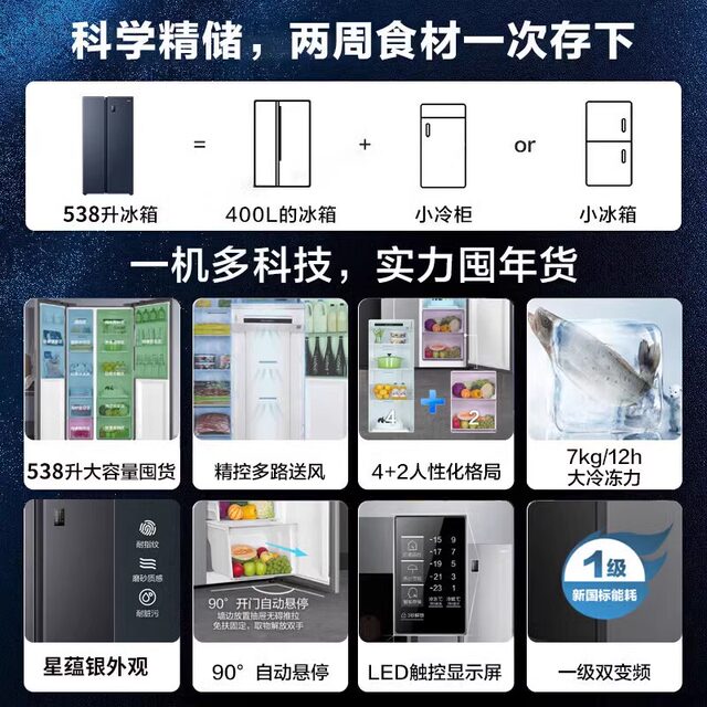 Haier Bcd-538Wghssedb9 First-Class Dual-Inverter Frost-Free 538-Liter Side-By-Side Refrigerator