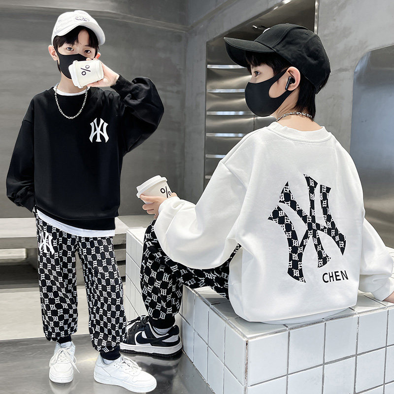 French boy autumn and winter style suit plus suede 2023 new boys Spring and autumn clothes clothes children's baby cool boy clothes-Taobao