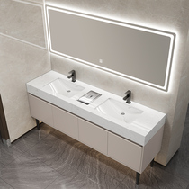 Bathroom double floor-standing bathroom cabinet combination public toilet washbasin double basin custom washbasin with trash can