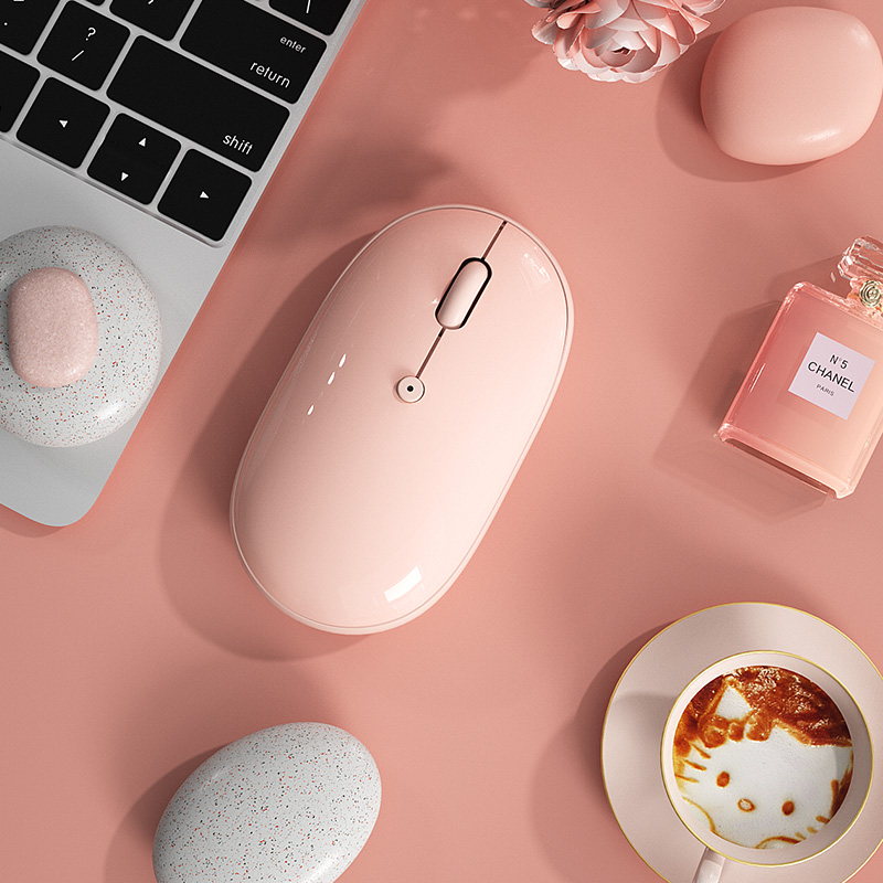 BOW Voyage Cobble Pebble Three Die Bluetooth Slide Mouse Rechargeable Apple Mac Computer Lenovo Notebook Ipad Tablet suitable for Xiaomi Huawei Wireless Girls Cute Limited Mute Slip Mouse