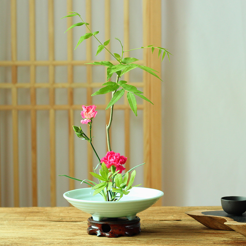 Ancient flow hin plastic flower implement melamine imitation porcelain flowerpot zen three - legged bowl of Japanese sword in mountain flower arranging would ware