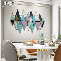 Light luxury American living room sofa background wall Wall decoration Metal Geometric Wrought iron triangle hollow wall decoration Hanging decoration