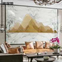 New Chinese hotel club living room sofa background wall decoration Wrought iron wall decoration pendant Interior wall decoration