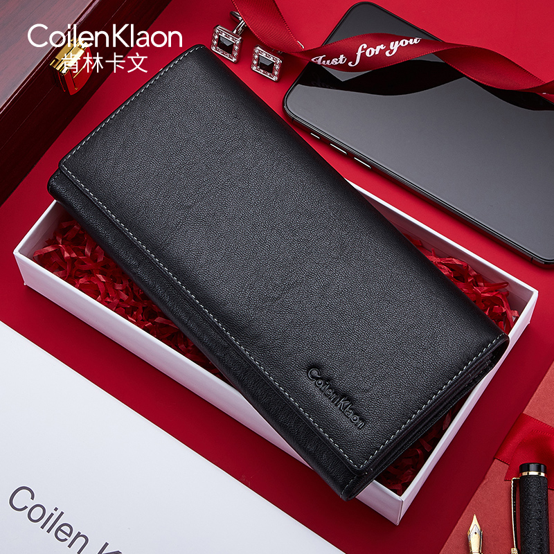 CoilenKlaon wallet men's leather long version tide brand first layer cowhide high-end fashion men's wallet for boyfriend