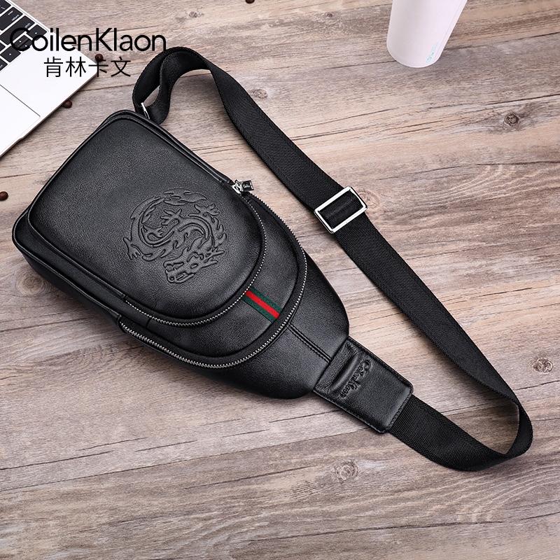 CoilenKlaon chest bag men's leather messenger bag men's shoulder bag bag waist bag new trendy brand chest bag