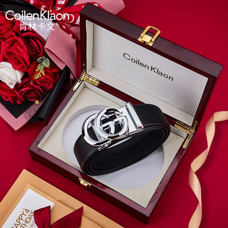 CoilenKlaon men's belt leather automatic buckle tide pure cowhide pants business young men's belt