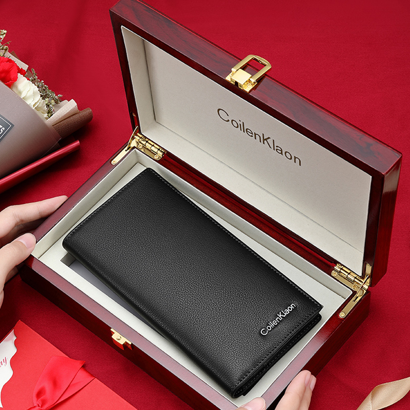 CoilenKlaon Wallet Men's Long Genuine Leather Trendy Brand Top Layer Cowhide Fashion High-end Men's Wallet for Boyfriend