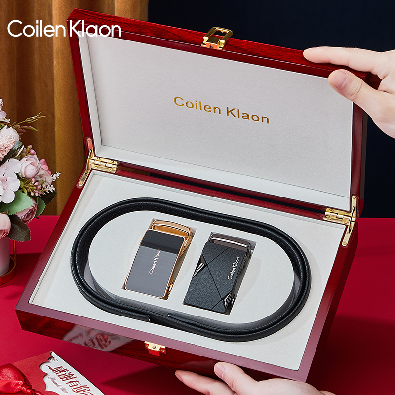 CoilenKlaon men's belt leather automatic buckle young men's first layer cowhide business casual belt men's tide