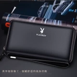 Мужской кошелек Playboy, длинная версия, большая вместимость, новинка 2024 года, модная брендовая сумка на молнии с черным отверстием для папы