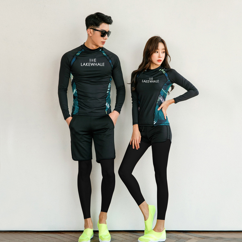 Korean split wetsuit quick-drying zipper sunscreen jellyfish suit Men's and women's long-sleeved bathing suit Surf suit Couple suit