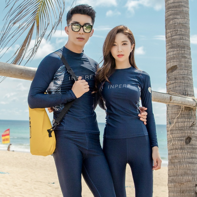 INPERF Wetsuit Women Lovers Dress Men Long Sleeve Jellyfish Sunscreen Speed Dry Punching Swimsuit Snorkeling Suits
