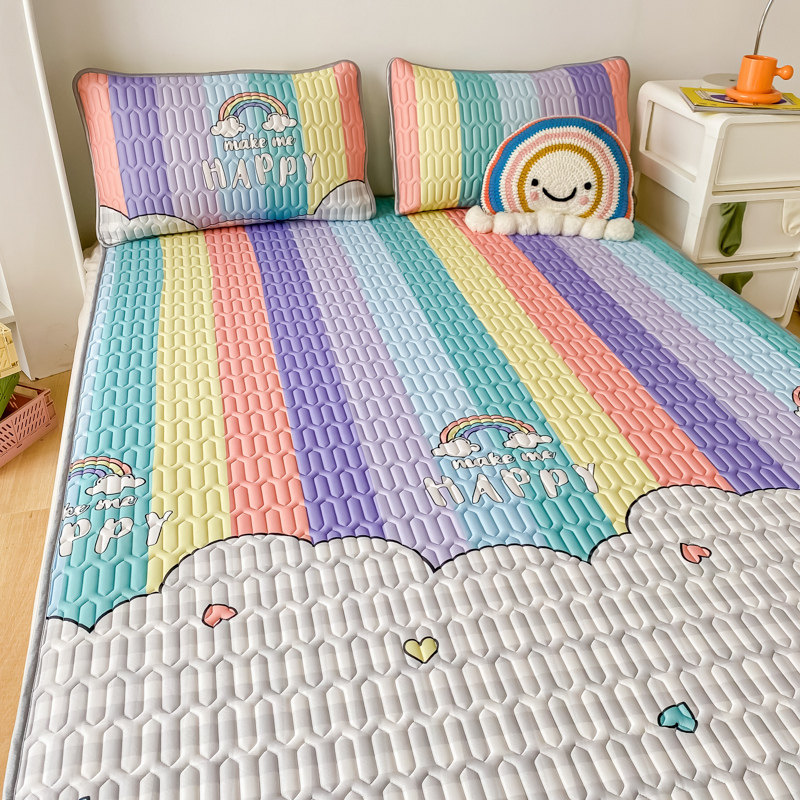 Ice silk latex mat three-piece set 1 8 summer machine washable 1 5 folding air conditioning soft mat single household