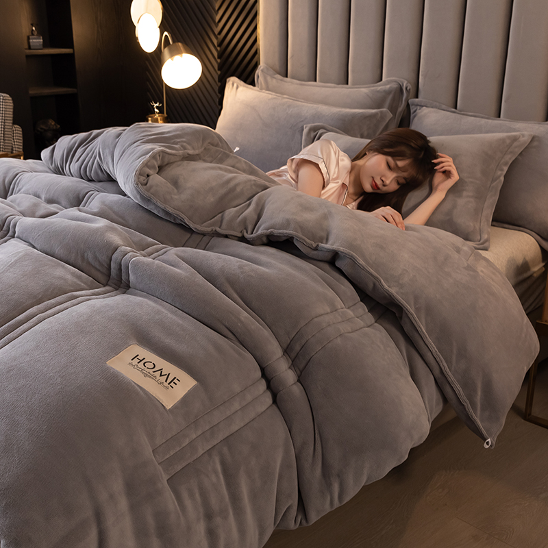 Double - sided milk - vet quilt winter is a whole set of heat - keeping core 10 pounds of autumn and winter student bedding