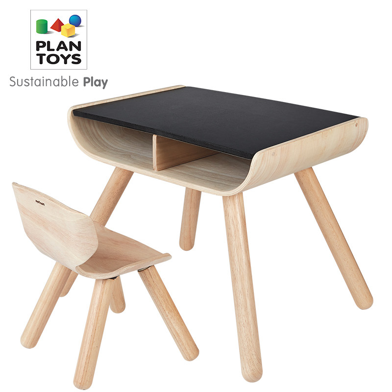 PlanToys kindergarten baby study table and chairs suit children writing graffiti game table wooden 1-2-5 years old