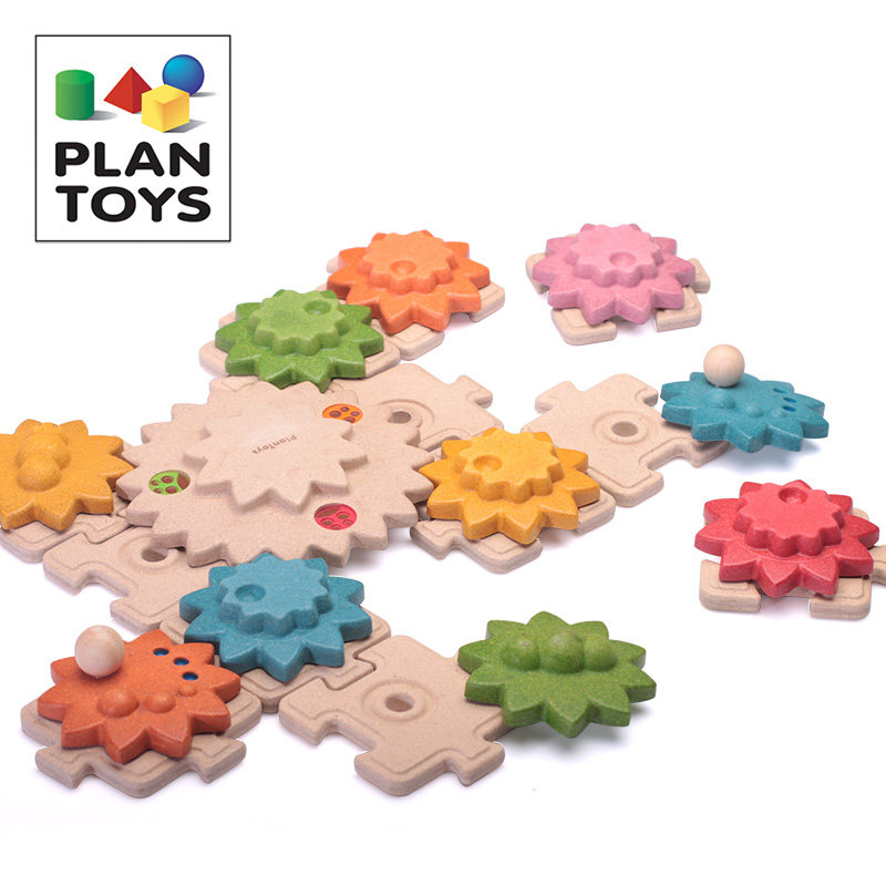 Original imported plantoys luxury gear set hundred transformation puzzle rotary wooden children's puzzle assembly toys