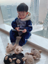 Bean a few mothers cute home clothes childrens joint model Pine girl indoor warm clothing pajamas