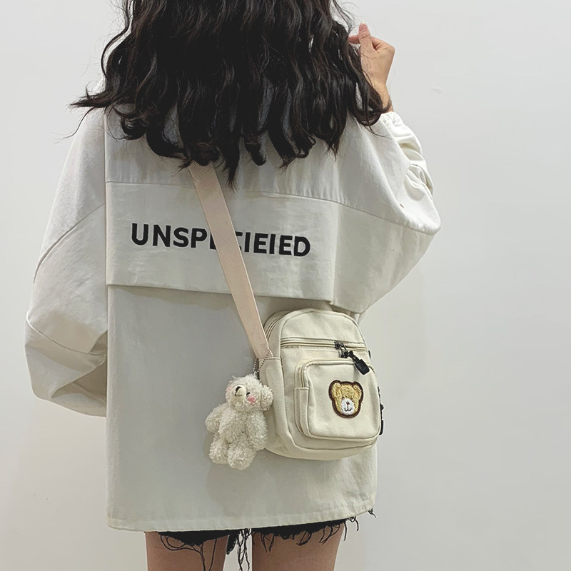 Girls small bag 2022 new net red cute Japanese Harajuku one-shoulder all-match student canvas female messenger bag tide