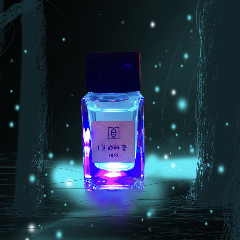 (Fish's Secret) Invisible Ink 18ml Hidden Colorless Transparent Need UV Lamp Color Fluorescent Color Luminous Anti-counterfeiting Non-carbon Pen Glass Pen Dip Pen