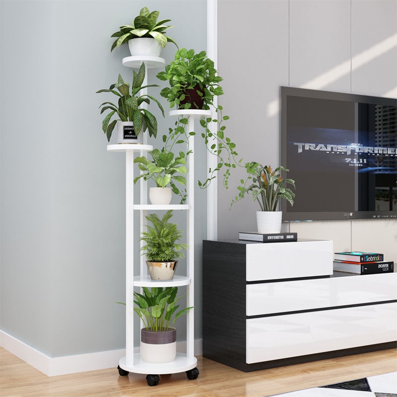 Floor-to-ceiling ornaments next to the TV cabinet Flower stand Simple modern living room style iron frame 2021 new shelf machine